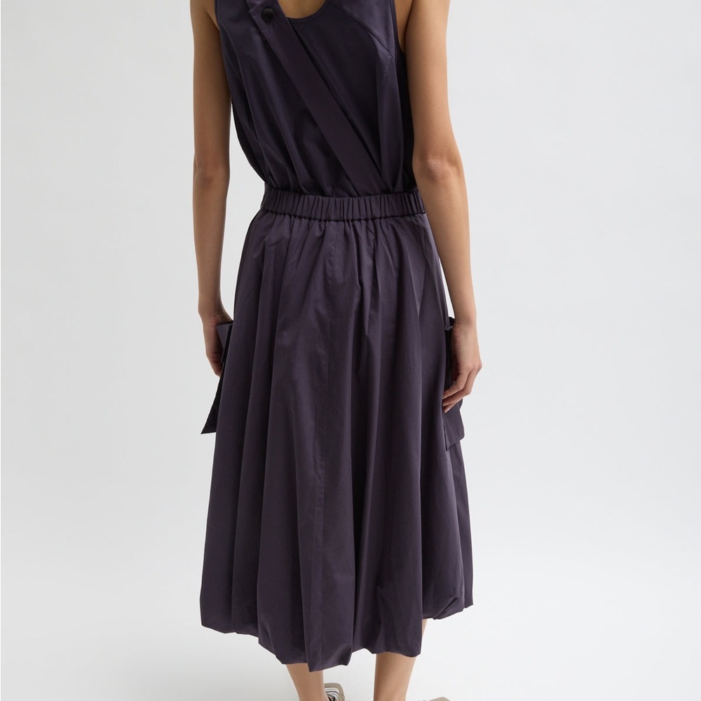 Tibi Gray Midi Bubble Skirt with Pleated Cargo Style - Picture 4 of 8